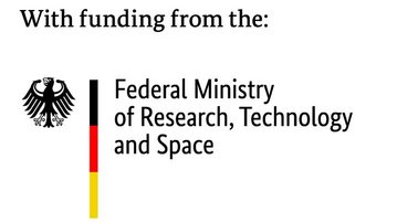 Mit Förderung des Bundesministeriums für Bildung und Forschung, Technologie und Raumfahrt. Das Logo zeigt den Bundesadler und die Farben der deutschen Flagge.