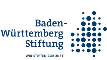 Logo der Baden-Württemberg Stiftung mit Punkten und dem Slogan "Wir stiften Zukunft".