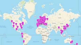 Padlet Weltkarte mit allen Partnerschulen der SRH Hochschule Heidelberg